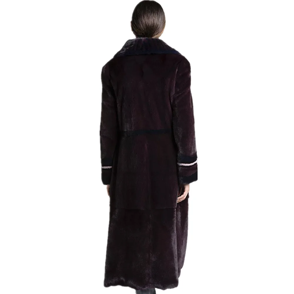 TOPFUR Real Fur Coat Women Natural Mink Fur Coat With Belt Black Jacket Women Genuine Leather Coat Lapel Collar Plus Size Winter