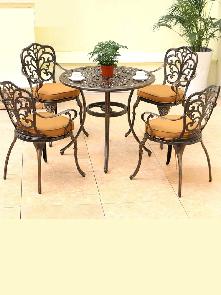 Cast Aluminum Leisure Garden Table and Chair Combination, Outdoor Tables and Chairs, Balcony Furniture