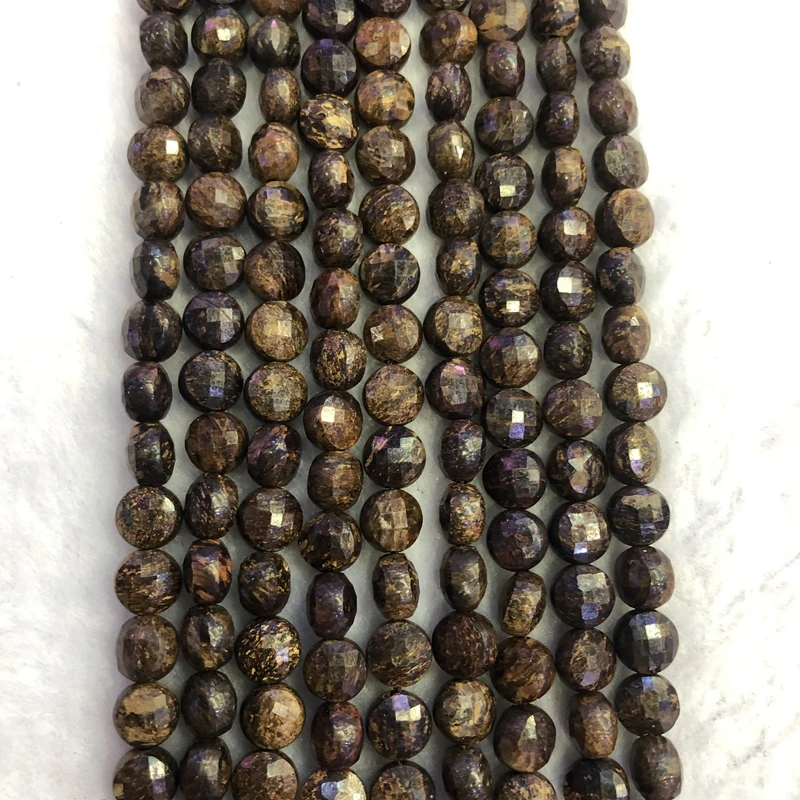 Wholesale 2strings Natural Bronzite Stone Beads Faceted 3x6mm Bean Coin Beads For jewelry DIY 15.5