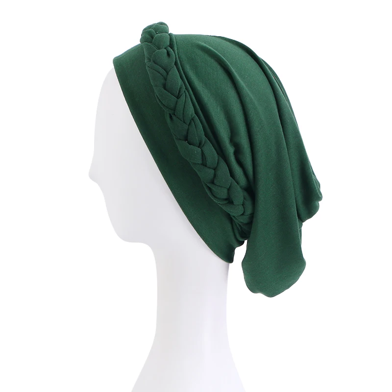 Turbante trenzado musulmán para mujer, pañuelo para la cabeza de estilo bohemio, hijabs elásticos, Hijabs, Bandana