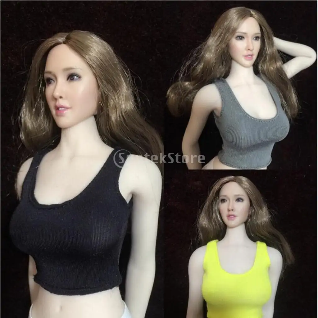 1/6 Scale Tank Top for 12 inch  HT,  PH, JIAOU, CY Girls Female Body T-Shirt Sleeveless Clothing Action Figure Accessories