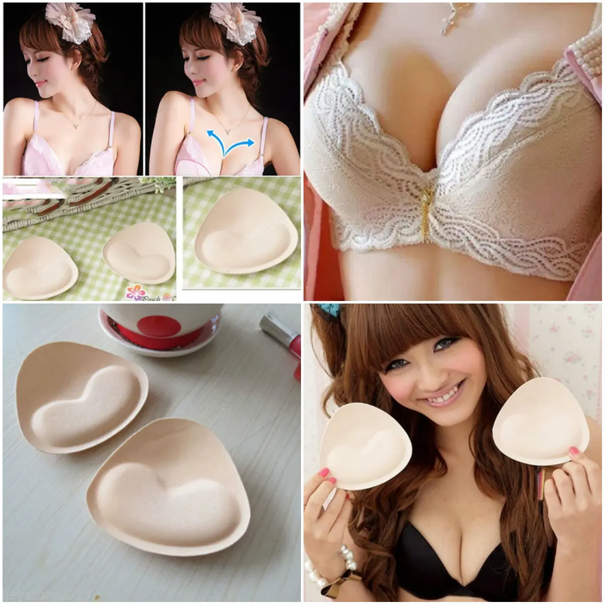 1Pair Women Bikini Insert Chest Pad Summer Swimsuit Padding Inserts Sponge Foam Bra Pads Chest Cup Breast Bra