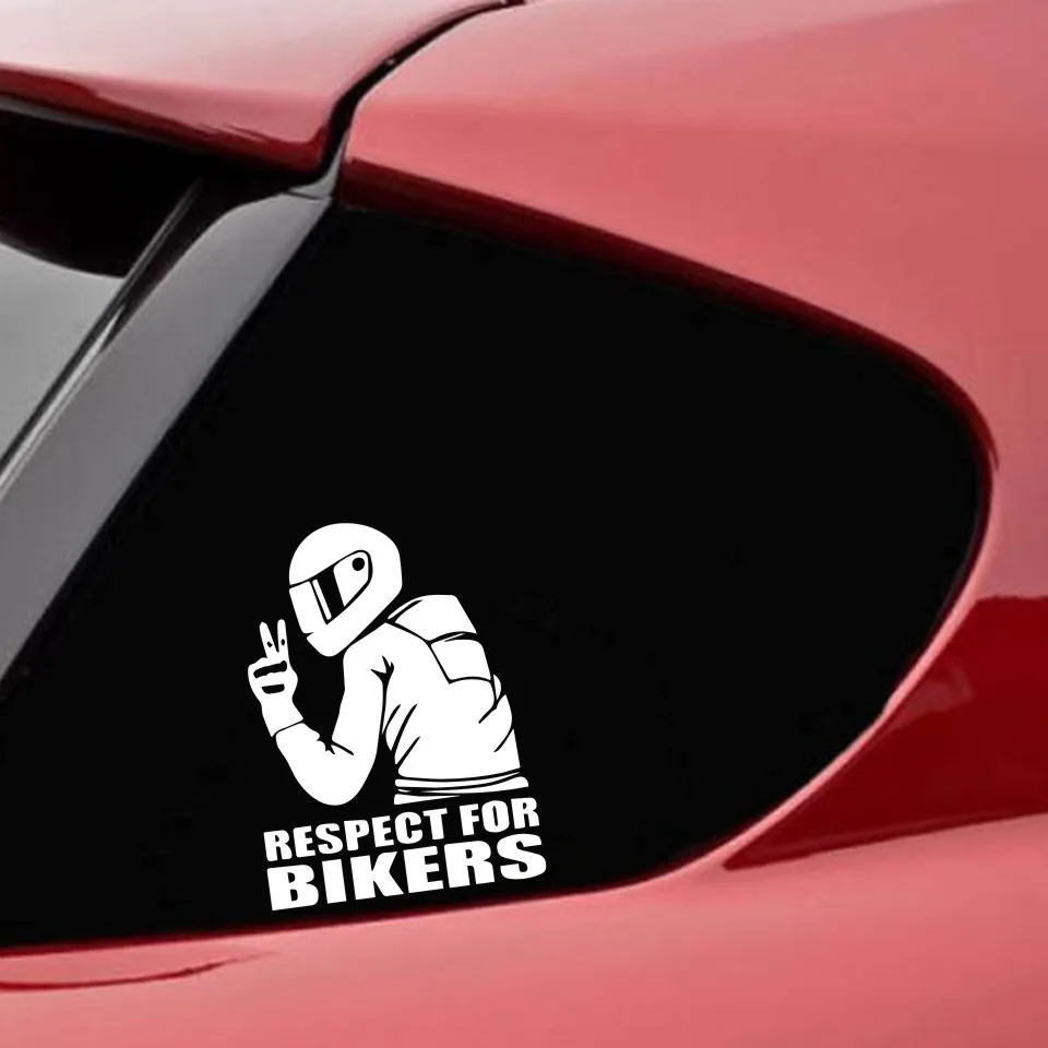 Waterproof Car Sticker Respect for Bikers 14*14CM Funny Car Decal Reflective Laser Vinyl Car Sticker 3D Car Styling