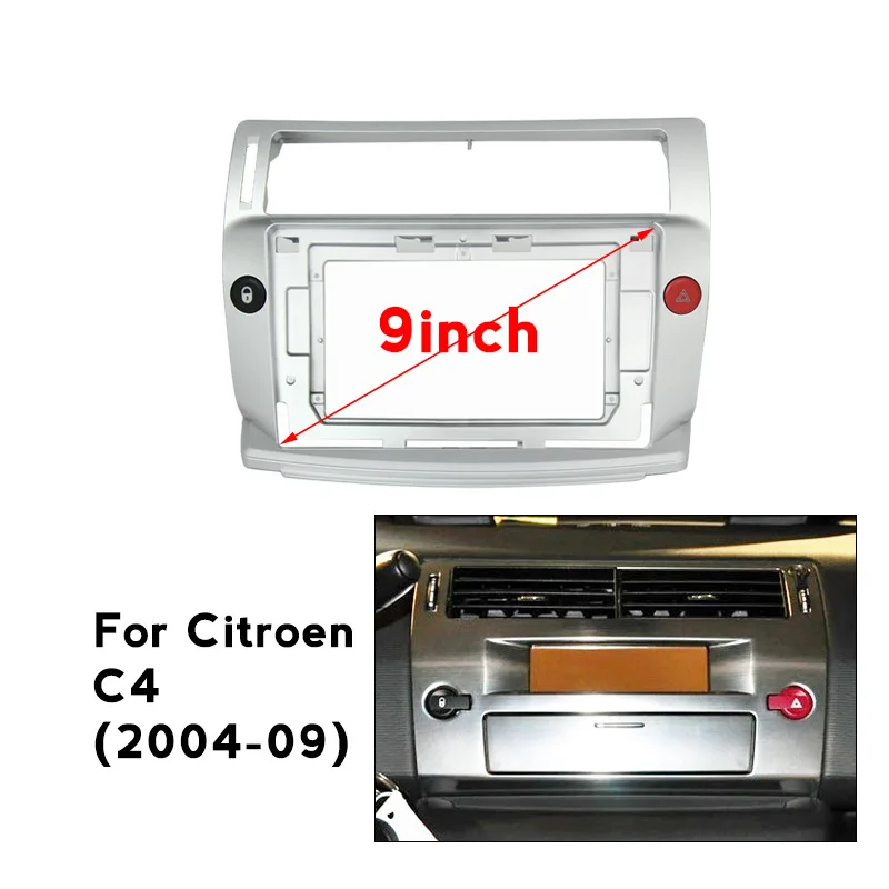 

9inch front plastic housing for Citroen C4 2004-2009 car radio front plastic frame with full set cables plugs