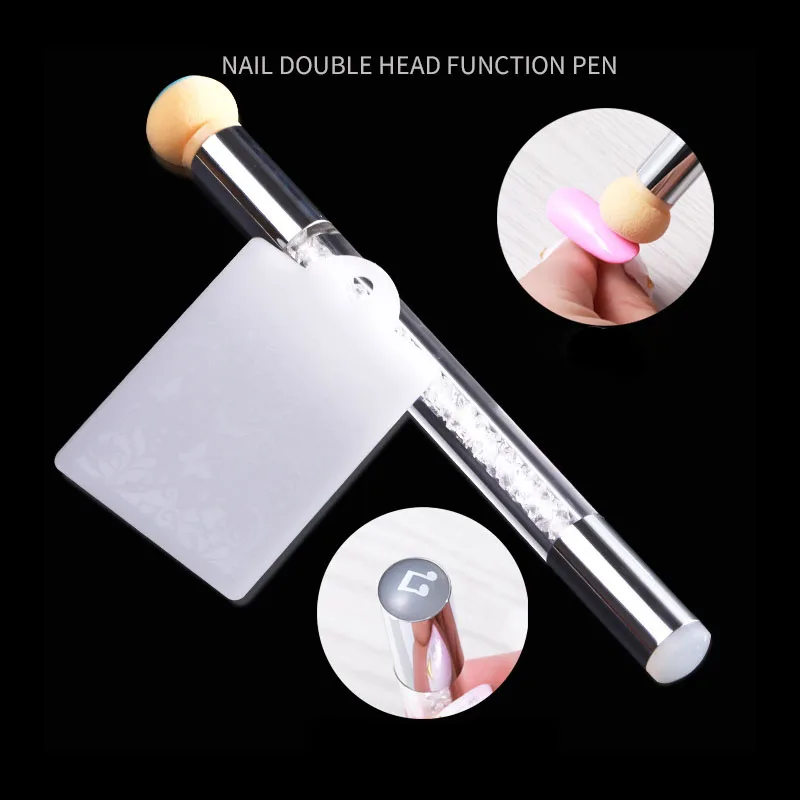 Nail Art Powder Brush Replaceable Sponge Ombre Design Gradient Pen UV Gel Polish Bloom Rhinestone Handle Stamping Tool Scraper