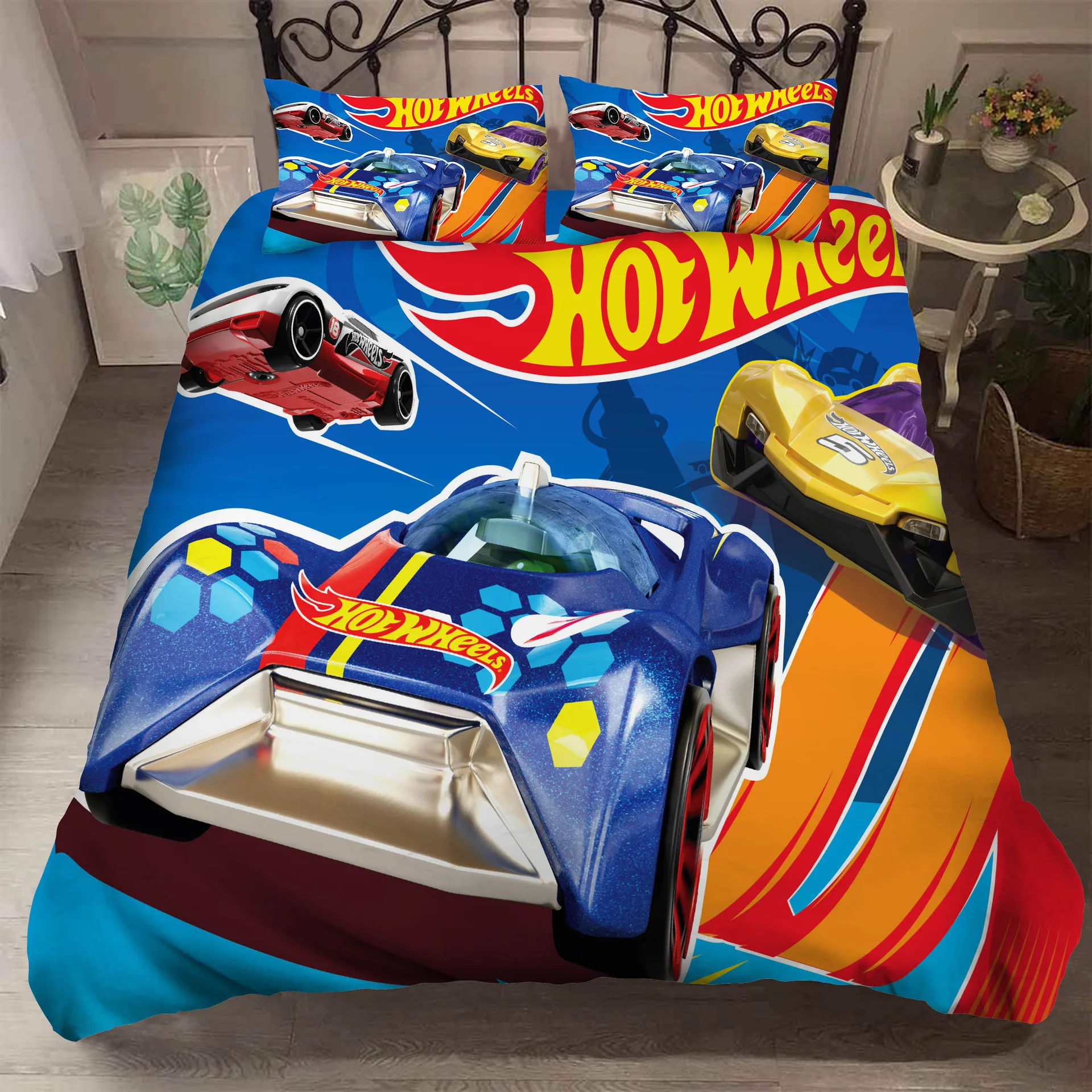 3D Printed Sports Racing Car Bedding Set Duvet Cover with Pillow Cover Bedding Set for Boys and Men Bedroom Decor Roupa de Cama