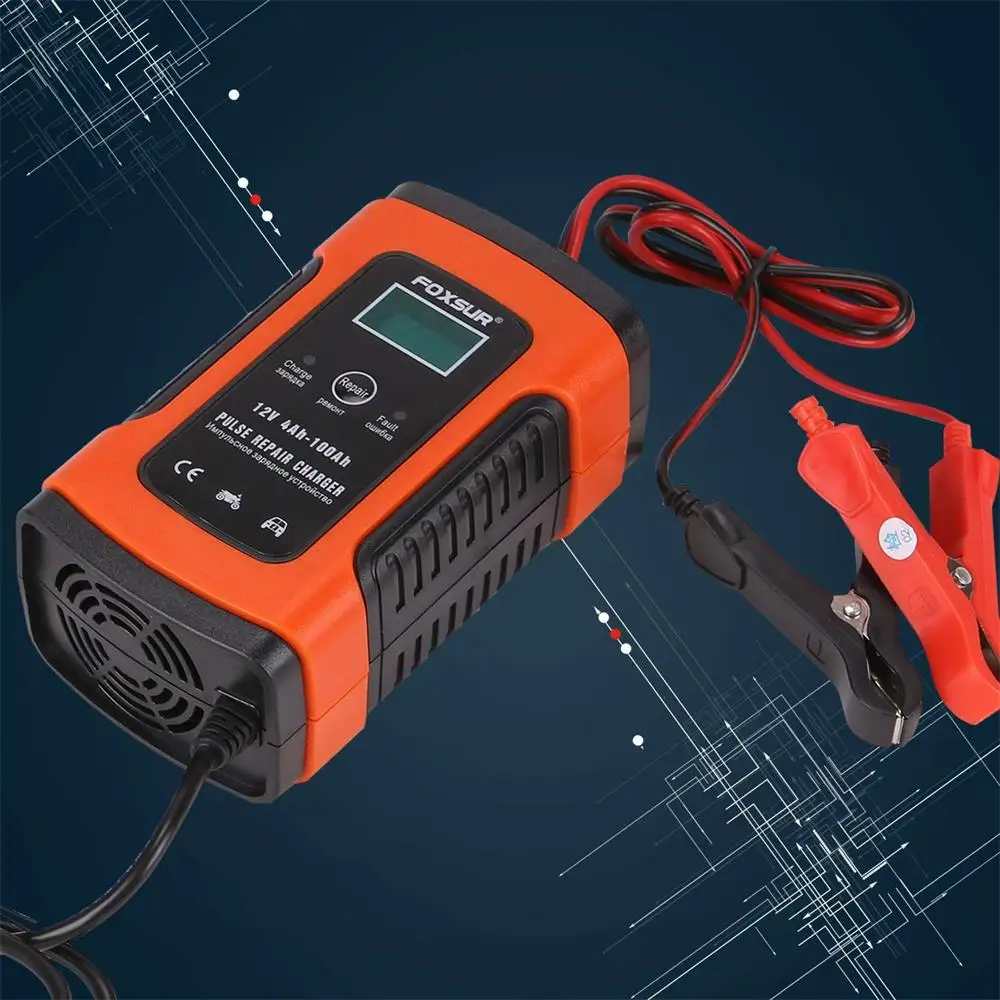 Coche y de la motocicleta cargador de la batería UPS 12V completa inteligente de reparación universal Tipo de cargador de batería LCD
