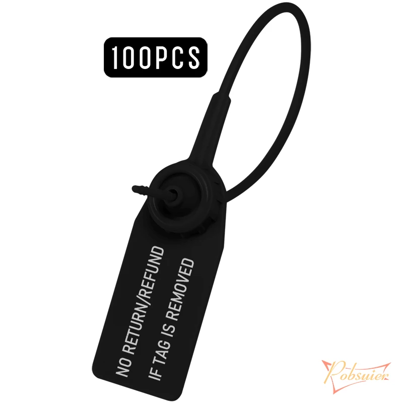 100 Stuks Wegwerp Plastic Veiligheidszegels Kleding Hang Labels Leegte Labels Voor Kleding Schoenen Tas Geen Terugkeer/Terugbetaling Als Tag Verwijderd