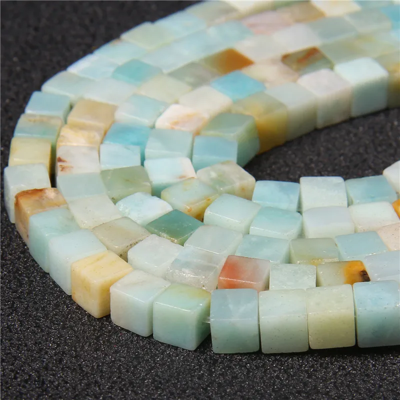 6*6mm Square Shape Natural Amazonite Stone Beads Flat Aventurine Red Agates Loose Sapcer Beads for DIY Jewelry Making Suppplies