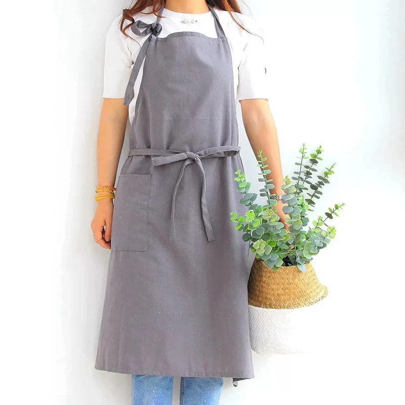 Cotton Linen kitchen Apron for Women Sleeveless Flower Shop Coffee Shop Restaurant Work Apron Cooking BBQ Baking Bib Aprons