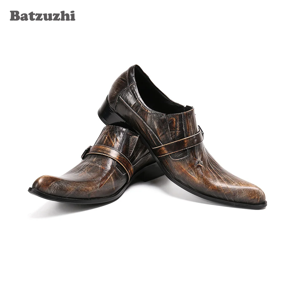 

Batzuzhi Personality Men's Shoes Pointed Toe Formal Leather Dress Shoes Men Buckle Formal Leather Business Men Shoes, US6-US12