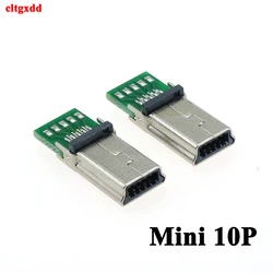 cltgxdd 1-5piece  Micro Mini USB Male 10 Pin USB 10Pin PCB Connector Flat Plug Adapter For MP3 MP4 Socket