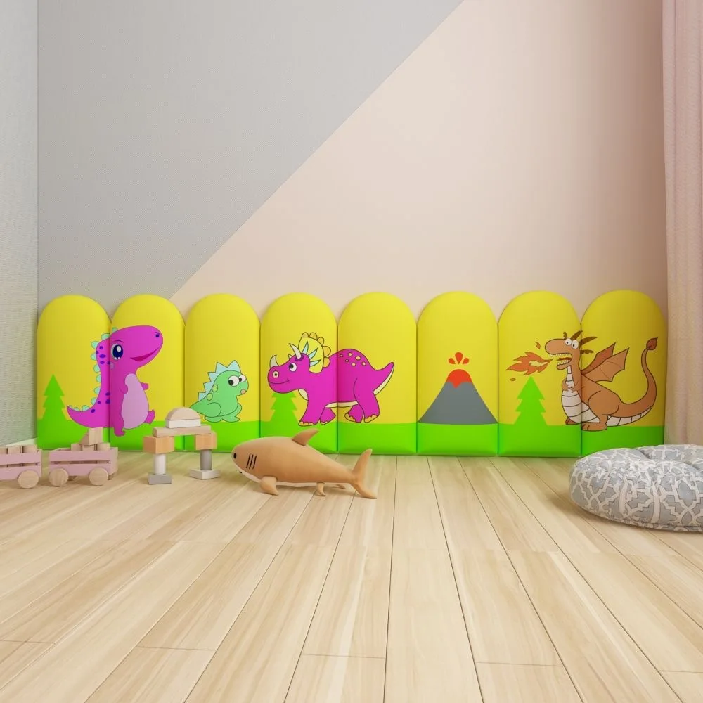 Dinosaur Backdrop Wallsticker Bed Headboard Self-adhesive Boy Girl Room Decor Aesthetic Child Anti-collision Headboards Cabecero