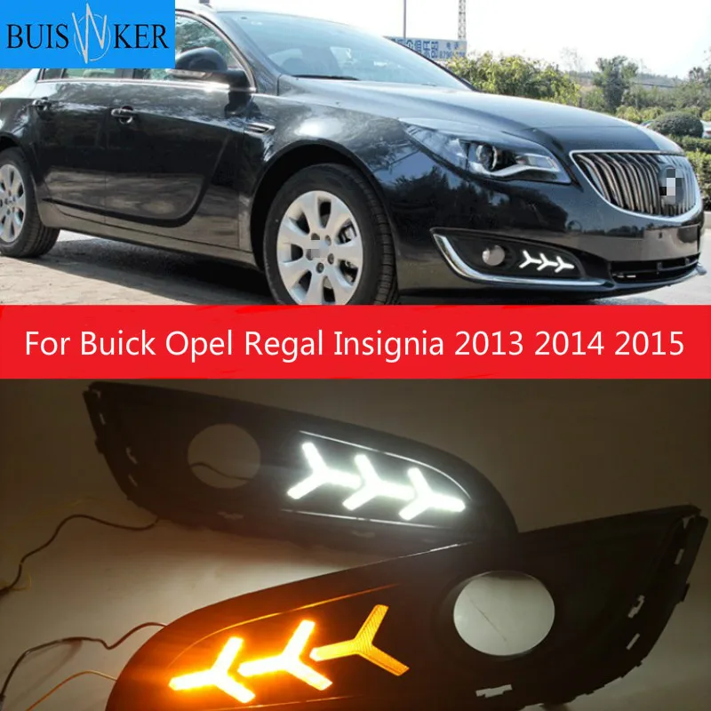 

1 Pair LED DRL Daytime Running Lights Daylight With Turn Signal and Night Blue Lamp For Buick Opel Regal Insignia 2013 2014 2015