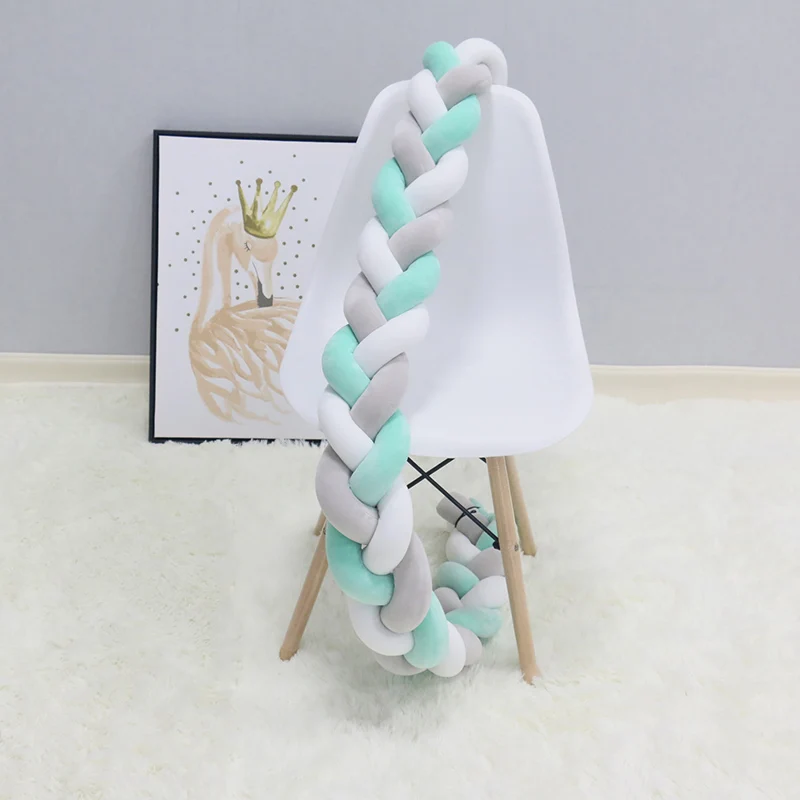 3-5M Baby Bumper Bed Braid Knot Pillow Cushion Bumper for Infant Bebe Crib Protector Cot Bumper Room Decor