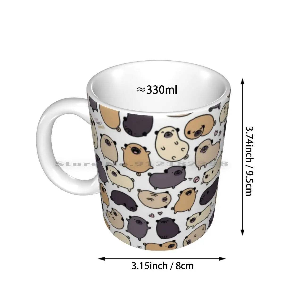 Pug Life Doodle Ceramic Mugs Coffee Cups Milk Tea Mug Kawaii Cute Pugs Pug Pug Life Dog Dogs Doggy Cute Animals Doodle Creative