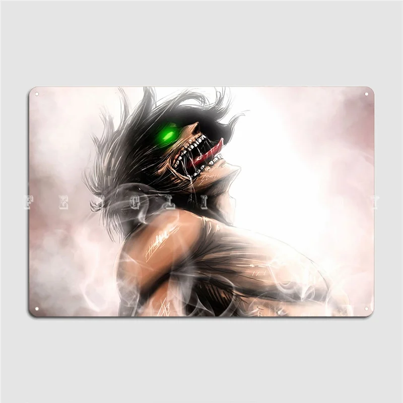 Shingeki No Kyojin Eren Ye Poster Metal Plaque Club Party Bar Cave Classic Plaques Tin Sign Poster