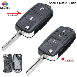 KEYECU Flip Remote Car Key Shell Case With 2/ 3 Buttons Fob for Volkswagen for Seat for Skoda Citigo Octavia Rabid Roomster Yeti