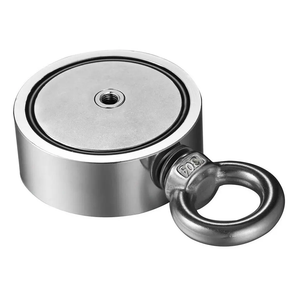 200/300/500KG Portable Durable powerful strong Double-Sided Fishing Magnet With 10 Meter Rope Strong Magnetic Ring Magnet Stone