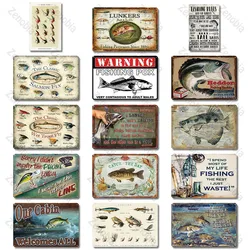 Fishing Decor Vintage Tin Sign Retro Metal Sign Wall Decor for Lake House Cabin Fishing Gift Metal Plate