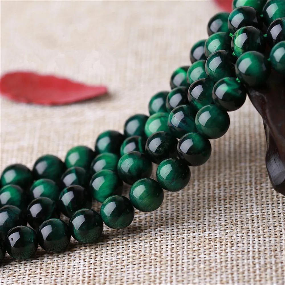 Grade A Natural Green Tiger's Eye Beads Enhanced Color 6mm-12mm Smooth Polished Round 15 Inch Strand HY18