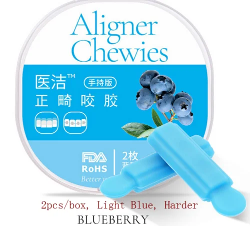 

Light blue--Blueberry taste Aligner Tray Seaters Dental Aligner Chewies 5-Color 5-Flavor 2pc/Box