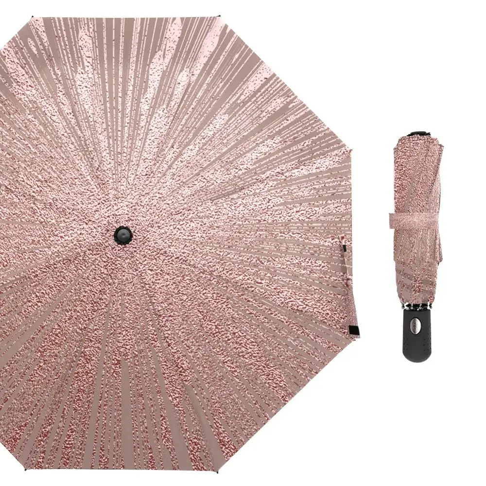 Stylish Metallic Glossy Texture Automatic Umbrella Rain Women Sun Protection Three Folding Umbrella Parasol Portable Parapluie