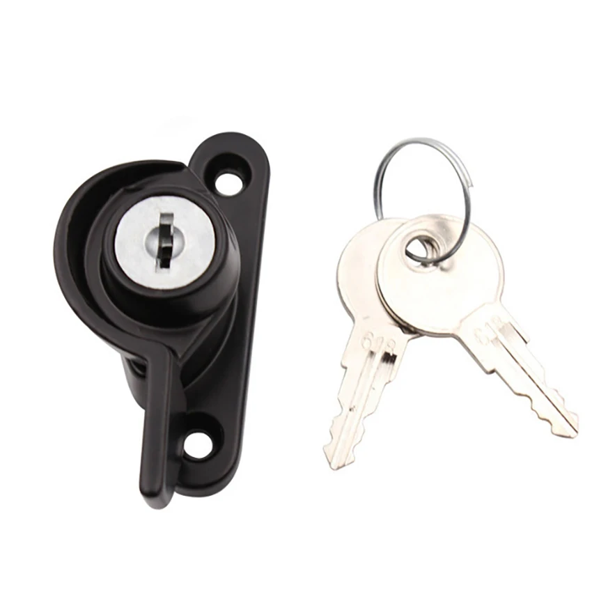 1 Set Zinc Alloy Sliding Window Locks Aluminum Steel Windows Crescent Lock with Key Anti-theft Home Hardware Accessories