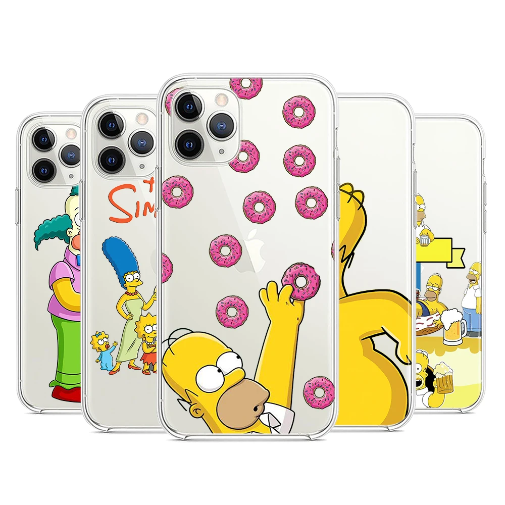 Funny Simpsons For Apple iPhone 15 14 13 12 Mini 11 Pro XS MAX XR X 8 7 6 6S 5 Plus SE Transparent Phone Case Silicone Cover