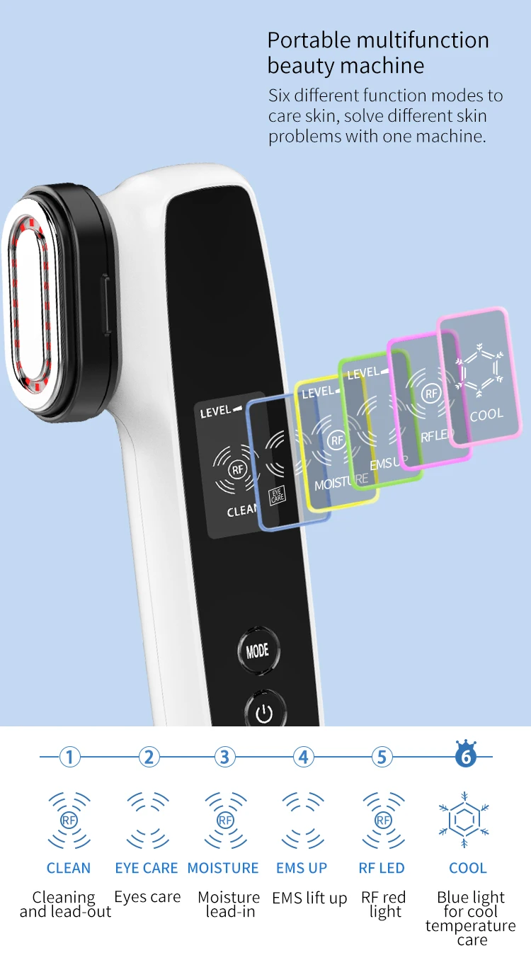 RF Tần Số Vô Tuyến Máy; Đèn LED Máy Mát Xa Mặt Cho Nữ; Mặt;;; Nâng; Chống Lão Hóa; Ion Trị Liệu; rung Nóng Da; Làm Mờ Nếp Nhăn