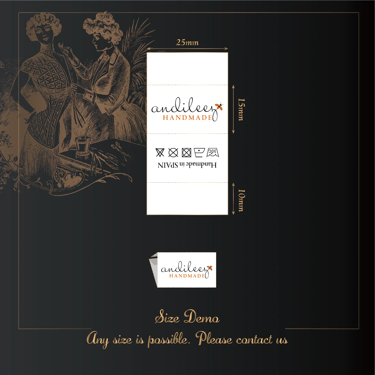 Etiqueta de algodón con logotipo o texto, accesorio de costura, etiquetas para Punto, personalizadas, hechas a mano, etiquetas de regalo, 25x50mm