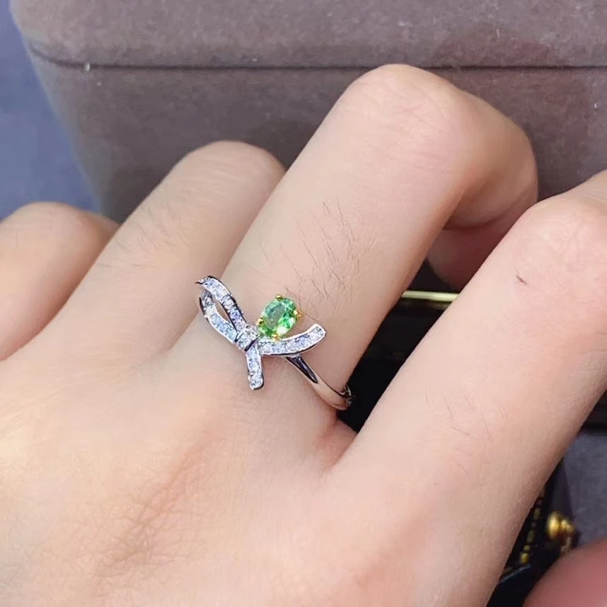 KJJEAXCMY fine jewelry 925 sterling silver inlaid natural Tsavorite ring classic delicate female ring support testing