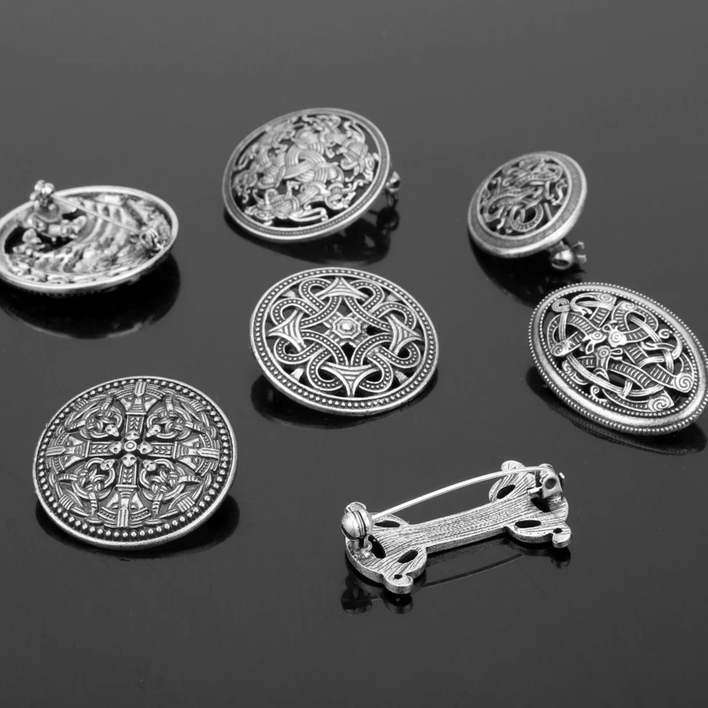 1pcs Nordic Vikings Amulet Sweden fibula Set Brooches Viking Brosch Jewelry Talisman Badge Pins For Women Men Cosplay