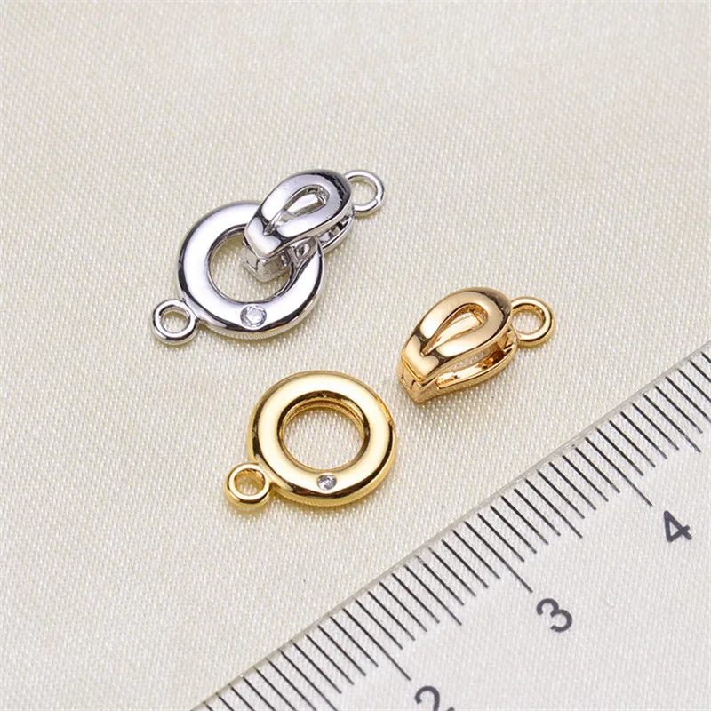 Clasps For Jewelry Making Fastening Accessories 925 Silver Plating Cubic Zirconia Clasps For DIY Pearls Necklace Bracelet Clasp