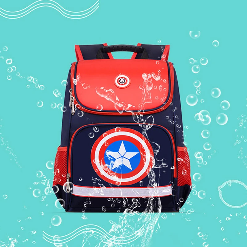 NEW nylon Waterproof Schoolbag Captain America Spider Man Teenagers cartoon Backpacks Children Light Spine-School Bag