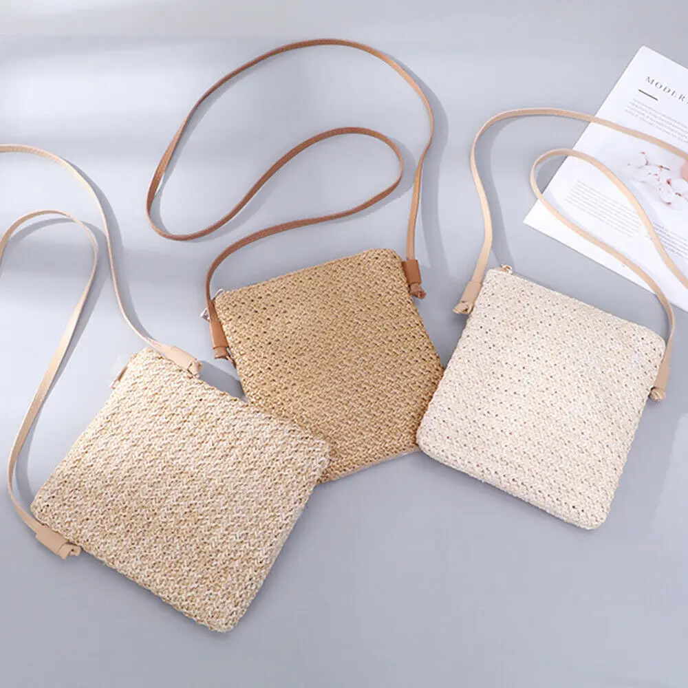 2021 Newest Style Crossbody Bags For Women Girl Straw Small Square Rattan Bags Handbag