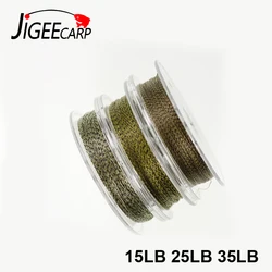 JIGEECARP-Linha de pesca trançada para cabelo Rig, Soft Carp Fishing Tackle, Hooklink trançado, Camo Braid, 15 lb, 25 lb, 35lb, 1Pc