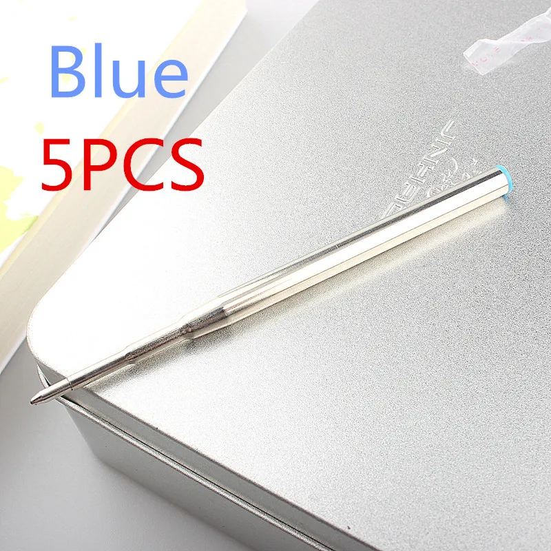 10 Buah Biru Logam Pen Refill Pulpen Isi Ulang Fine Titik Medium Standar untuk Kualitas Tinggi Tinta Pulpen