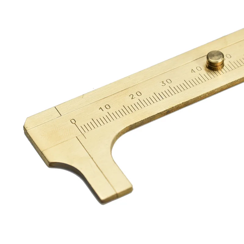 Handnote Retro ไม้บรรทัดทองเหลืองคุณภาพสูงมินิทองเหลือง Caliper ทองแดงบริสุทธิ์ Vernier Dual-Scale วัดไม้บรรทัดแบบพกพา Retro