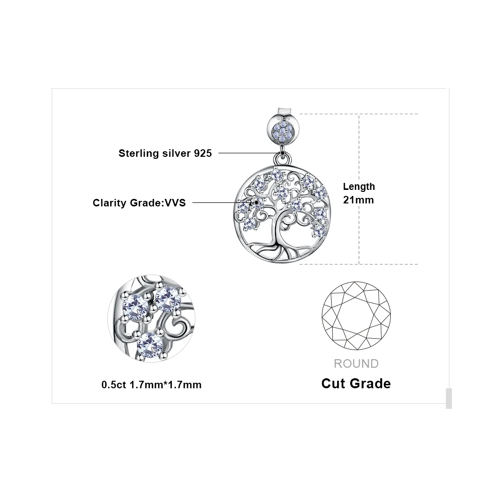 JewelryPalace Life Tree Created Blue Spinel 925 Sterling Silver Dangle Drop Earrings for Women Gemstone Jewelry Anniversary Gift