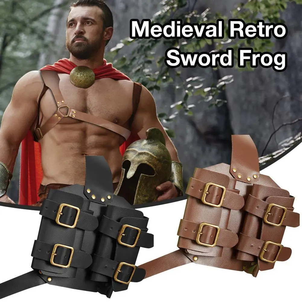 Sword Cover Outdoor Double Scabbard Strap Adjustable PU Leather Double Back Scabbard Medieval Renaissance Broad Sword Cover