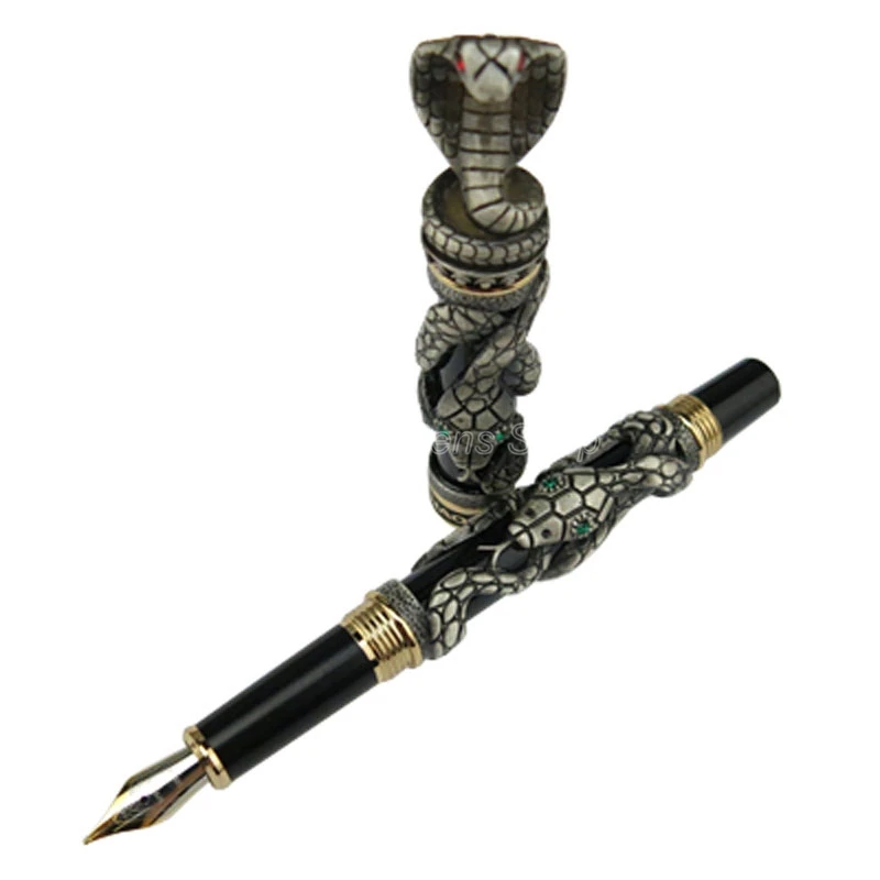 

Jinhao Ancient Snake Fountain Pen Gray Cobra 3D Pattern Texture Relief Sculpture Technology Classic Writing Gift Pen