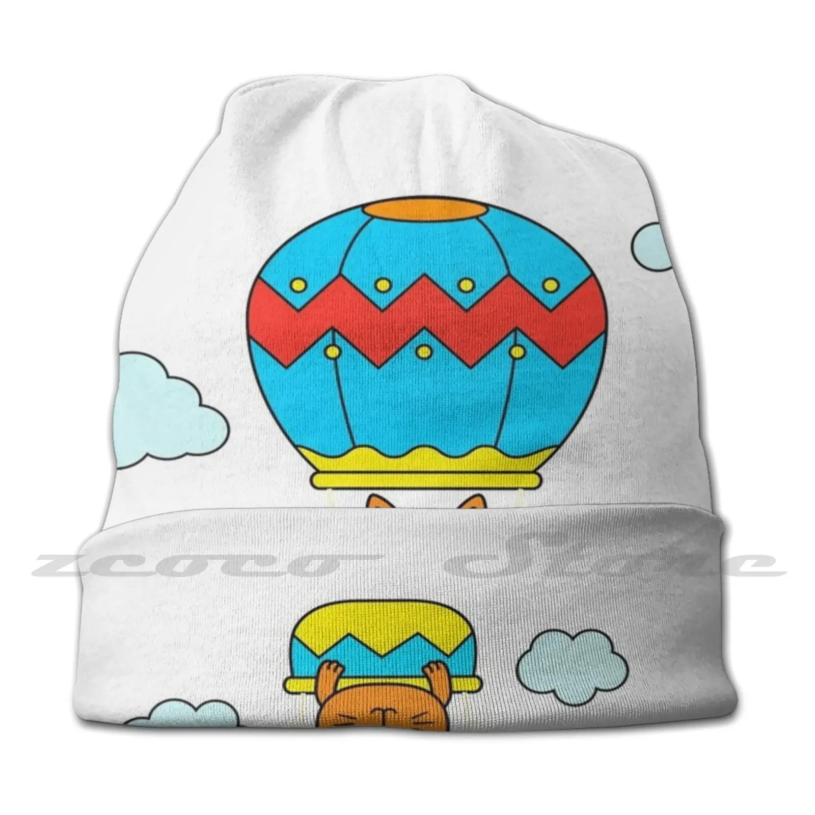 Kopie Von Cute Bear Is Flying A Kite Knit Hat Elastic Soft Personalized Pattern Present Cap Bear Bear Drawing Bear Cute Bear