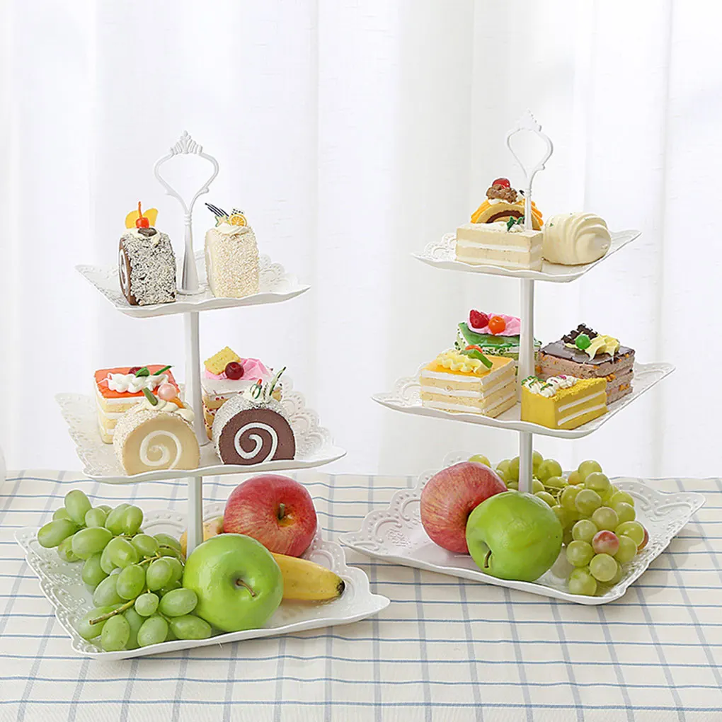 Cake Stand Home Restaurant 3-Tier Serving Trays Food Holder Cupcakes Rack Three Layer Display Tray Pastry Plates Shelf