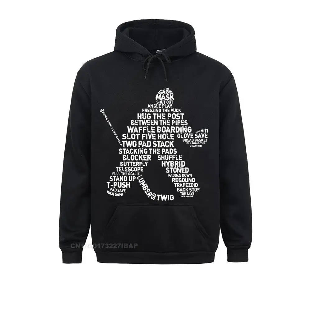 Ice Hockey Harajuku Hoodies Goalie Calligram Sports Sticks Puck Winter Skating Hoodie Men Long Sleeve Fun Cotton Tops Summer