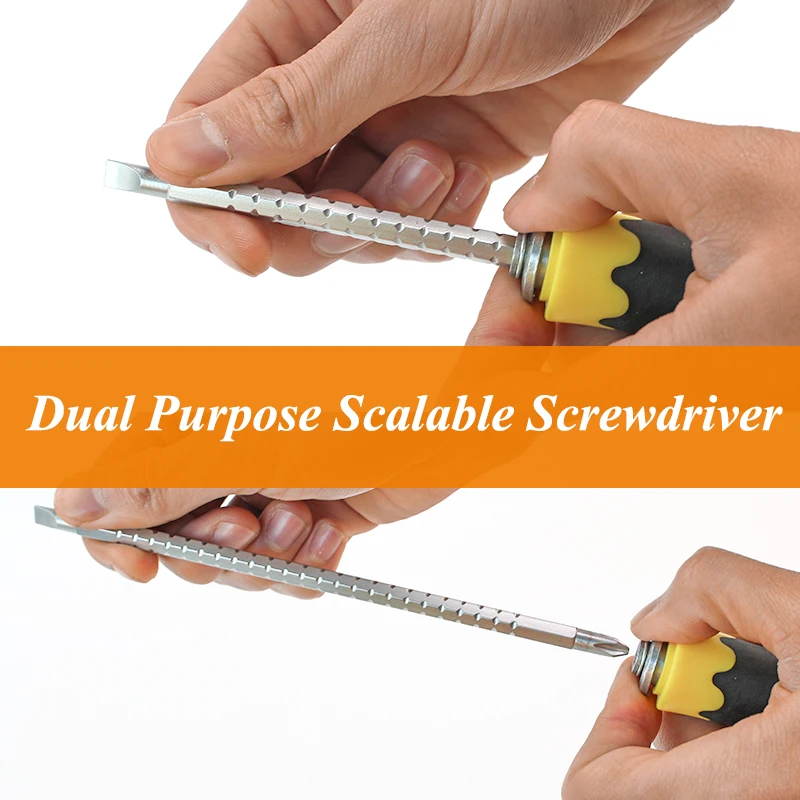 1PC S2 Dual Purpose Scalable Screwdrivers Multi-function Phillips Slotted Ratchet Screwdriver S2 Steel Magnetic Screw-driver