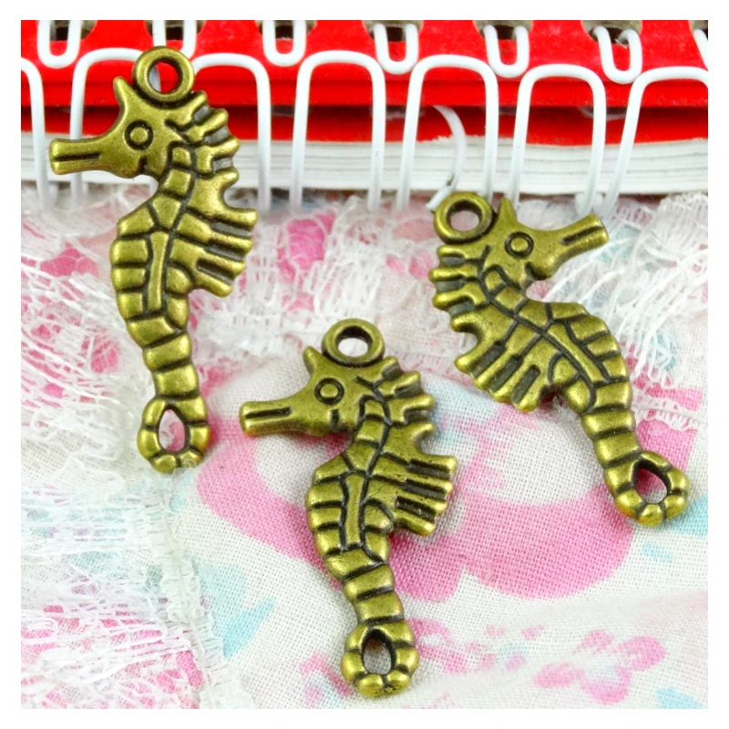 

50pcs 16*32MM Antique bronze Plated Sea Horse Hippocampus Charm Pendant Fit Jewelry Making