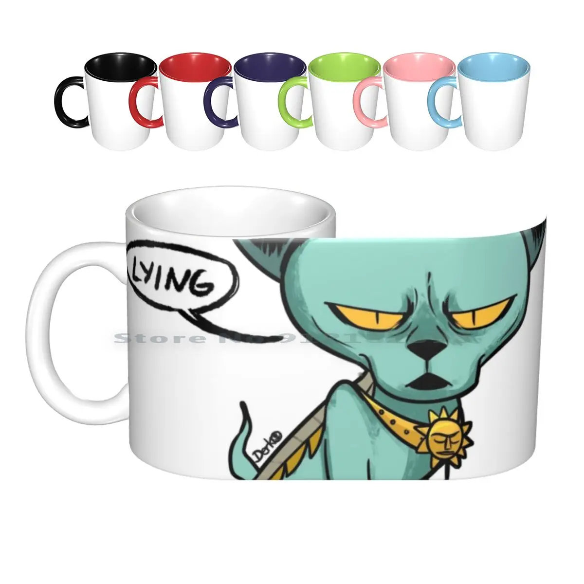 Lying Cat Ceramic Mugs Coffee Cups Milk Tea Mug Lying Cat Saga Cute Comics Comic Book Cat Sphinx Creative Trending Vintage Gift