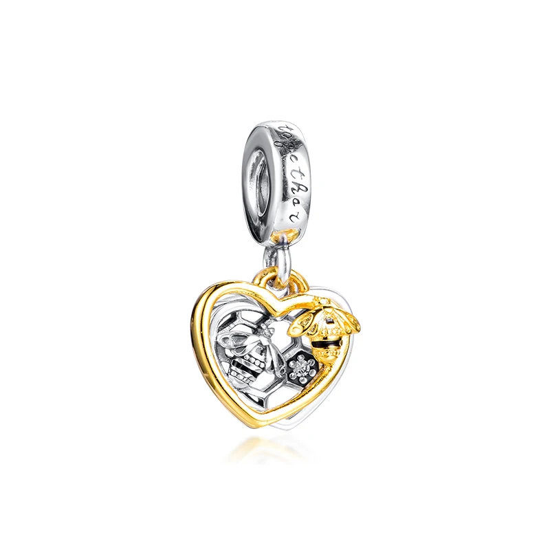 

Hearts & Bees Dangle Charm Fits Orignal Bracelets Woman DIY beads for jewelry making Silver kralen voor sieraden maken