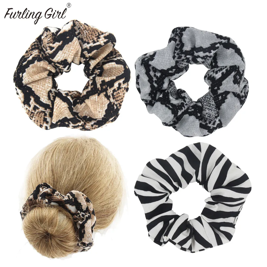 Furling Girl 1PC Leopard Zebra Printing Fabric Elastic Hair Bands Hair Scrunchies Animal Design Ponytail Holder Hair ties Gum